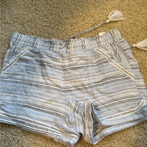Maurices Light Blue and White Striped linen Shorts